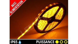 Pack Ruban LED 3528 avec alimentation - Etanche IP65 - 12v - Jaune
