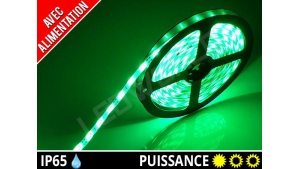 Pack Ruban LED 3528 avec alimentation - Etanche IP65 - 12v - Vert