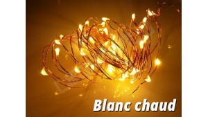 Guirlande LED en cuivre Blanc Chaud 5 mètres 50 lucioles avec alimentation