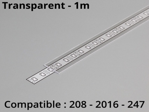 Diffuseur pour profilé aluminium 208-247-2016 - Transparent - 1m