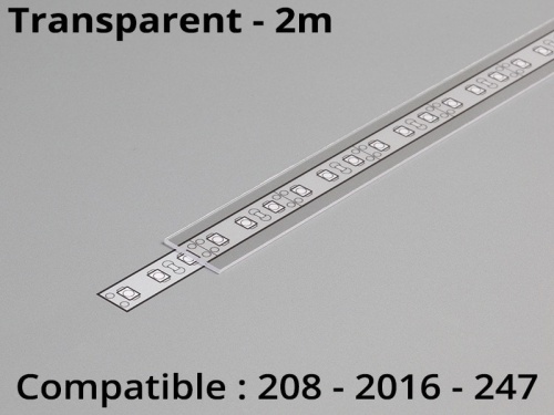 Diffuseur pour profilé aluminium 208-247-2016 - Transparent - 1m