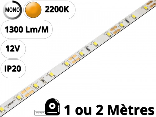 Ruban Bande led pour profilé aluminium-Blanc extra chaud 2200K-12V