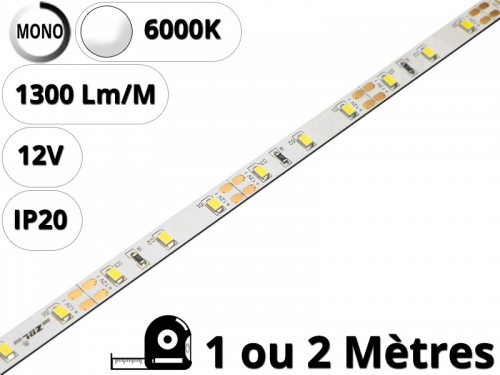 Ruban Bande led pour profilé aluminium-Blanc Pur 6000K-12V