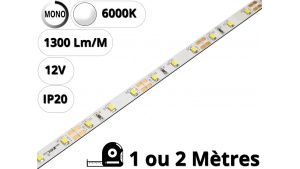 Ruban Bande led pour profilé aluminium-Blanc Pur 6000K-12V