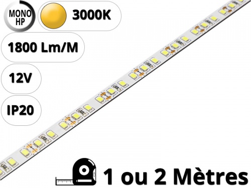 Ruban Bande led haute puissance pour profilé aluminium-Blanc chaud 3000K-12V