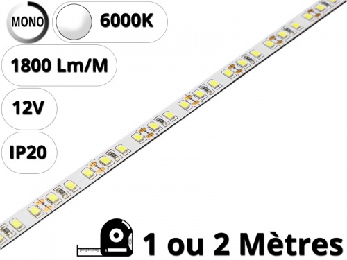 Ruban Bande led haute puissance profilé alu Blanc pur 6000K 12V