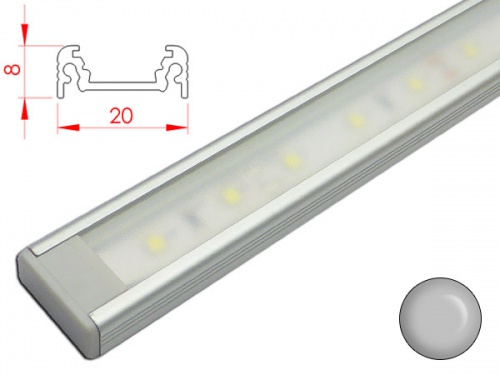 Réglette profilé LED plan de travail cuisine - plate 208 - Aluminium