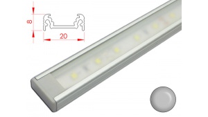 Réglette LED plate - 20x8mm - Couleur Alu + Alimentation 12V