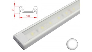 Réglette LED plate - 20x8mm - Couleur Blanche + Alimentation 12V