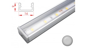 Réglette LED plate - 16x9mm - Couleur Alu + Alimentation 12V