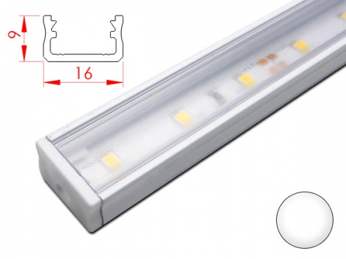 Réglette LED plate - 16x9mm - Couleur Blanche + Alimentation 12V