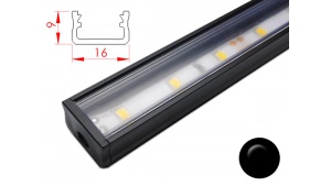 Réglette LED plate - 16x9mm - Couleur Noire + Alimentation 12V