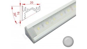 Réglette LED Inclinée 30° - 20x16mm - Aluminium + Alimentation 12V