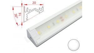 Réglette LED Inclinée 30° - 20x16mm - Blanche + Alimentation 12V