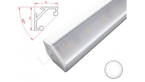 Réglette LED Inclinée 45° - 16x16mm - Blanche + Alimentation 12V