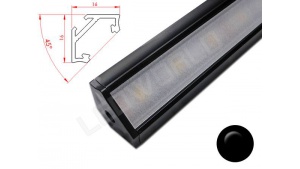 Réglette LED Inclinée 45° - 16x16mm - Noire + Alimentation 12V