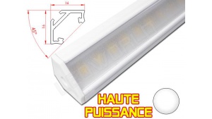 Réglette LED Inclinée 45° Haute Puissance - 16x16mm - Blanche + Alimentation 12V