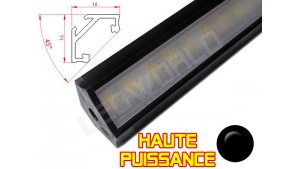 Réglette LED Inclinée 45° Haute Puissance - 16x16mm - Noire + Alimentation 12V