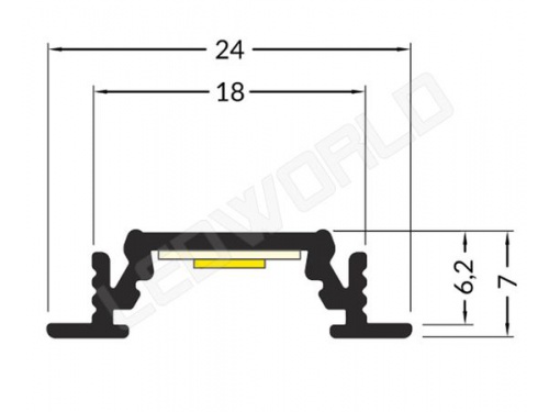 Réglette LED Encastrable - 24x7mm - Aluminium + Alimentation 12V