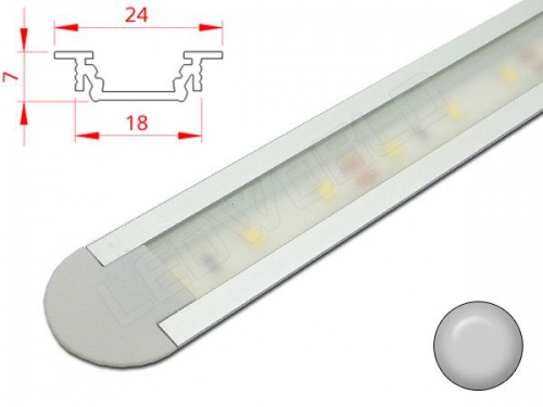 Réglette LED Encastrable - 24x7mm - Aluminium + Alimentation 12V