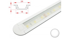 Réglette LED Encastrable - 24x7mm - Blanche + Alimentation 12V