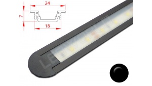 Réglette LED Encastrable - 24x7mm - Noire + Alimentation 12V