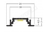 Réglette LED Encastrable - 24x7mm - Noire + Alimentation 12V