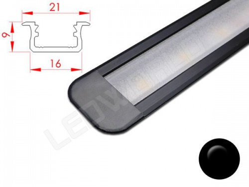 Réglette LED Encastrable - 21x9mm - Noir + Alimentation 12V