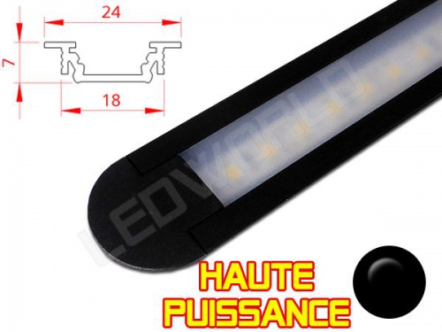 Réglette LED Encastrable - Haute Puissance - 24x7mm - Aluminium + Alimentation 12V