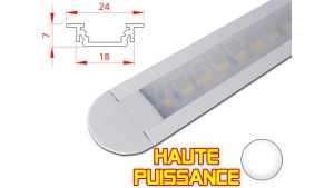 Réglette LED Encastrable - Haute Puissance - 24x7mm - Blanche + Alimentation 12V