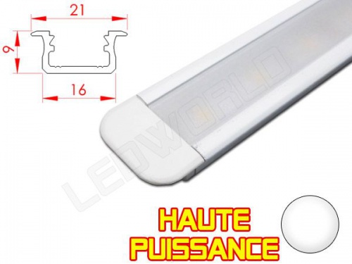 Réglette LED plate Haute Puissance- 20x8mm - Couleur Alu + Alimentation 12V