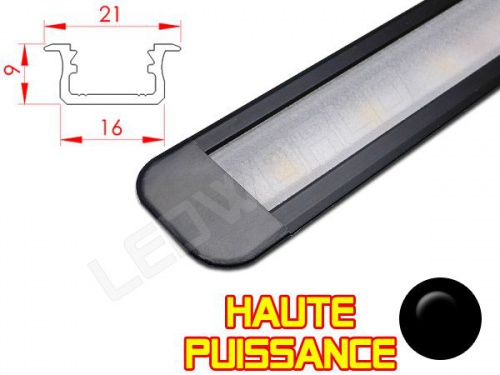 Réglette LED Encastrable Haute Puissance - 21x9mm - Aluminium + Alimentation 12V