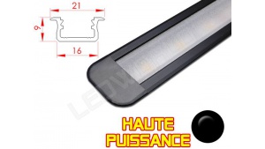 Réglette LED Encastrable Haute Puissance - 21x9mm - Noir + Alimentation 12V