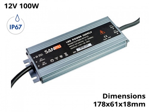 Alimentation Transformateur Convertisseur Led Etanche 100w 12V IP67