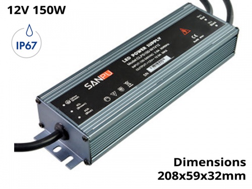 Alimentation Transformateur Etanche IP67 150 Watts 12V