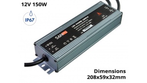 Alimentation Transformateur à découpage pour LED - Etanche IP67 150 Watts 12V