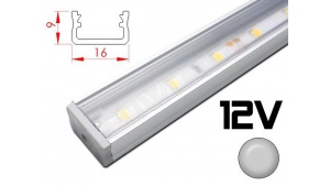 Réglette LED plate 16x9mm Couleur Alu Camping Car/Utilitaire 12V