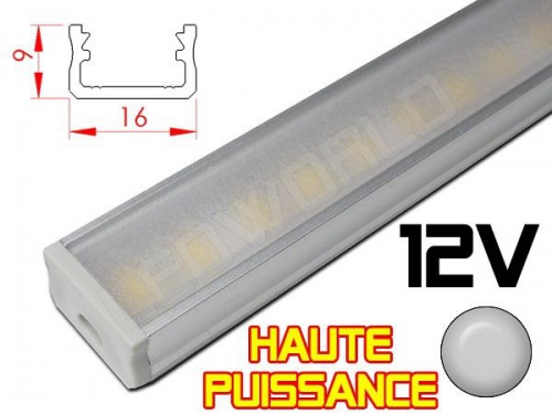 Réglette LED plate Haute Puissance16x9mm - Couleur Alu Camping Car/Utilitaire 12V