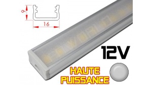 Réglette LED plate Haute Puissance 16x9mm - Couleur Alu Camping Car/Utilitaire 12V