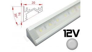 Réglette LED inclinée 30° 20x16mm Couleur Alu Camping Car/Utilitaire 12V