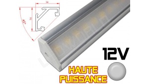 Réglette LED Haute Puissance inclinée 45° 16x16mm Couleur Alu Camping Car/Utilitaire 12V