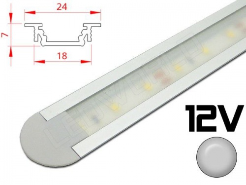 Réglette LED castrable 24x7mm Couleur Alu Camping Car/Utilitaire 12V