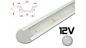 Réglette LED Encastrable 24x7mm Couleur Alu Camping Car/Utilitaire 12V