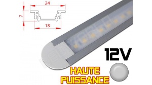 Réglette LED Encastrable Haute Puissance 24x7mm - Couleur Alu Camping Car/Utilitaire 12V