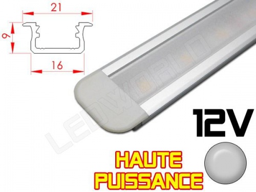 Réglette LED Encastrable Haute Puissance 21x9mm - Couleur Alu Camping Car/Utilitaire 12V