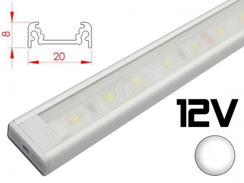 Réglette LED plate - 20x8mm - Couleur Noire + Alimentation 12V