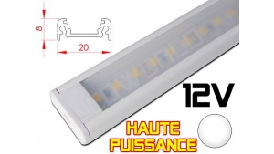 Réglette LED plate Haute Puissance 20x8mm Couleur Blanche - Camping Car/Utilitaire 12V