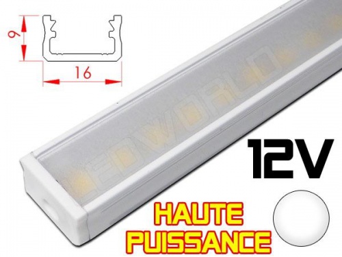 Réglette LED plate Haute Puissance16x9mm - Couleur Alu Camping Car/Utilitaire 12V