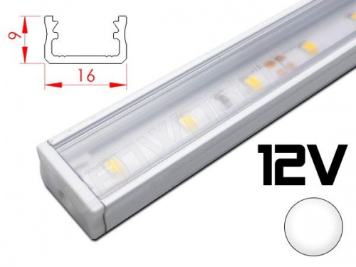 Réglette LED plate 16x9mm Couleur Alu Camping Car/Utilitaire 12V