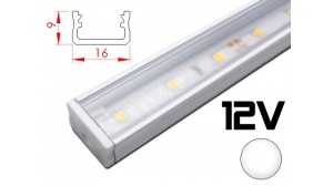 Réglette LED plate 16x9mm Couleur Blanche Camping Car/Utilitaire 12V